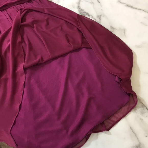 David's Bridal Purple Bridesmaid Sangria Dress Womens 14 CowlBack Pleated Maroon - Picture 13 of 13